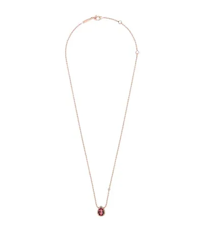 Boucheron Extra Small Rose Gold, Diamond And Garnet Serpent Bohème Motif Necklace In Metallic