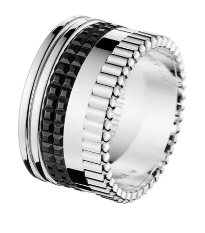 Boucheron Large White Gold Quatre Black Ring In Metallic