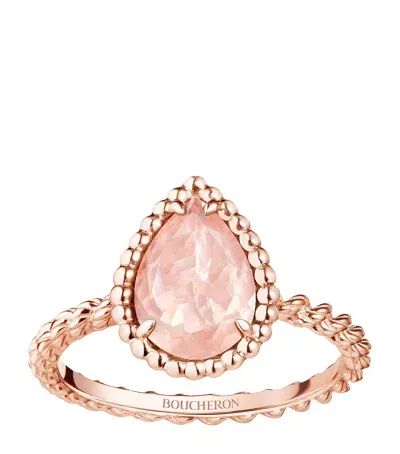 Boucheron Rose Gold And Pink Quartz Serpent Bohème Ring