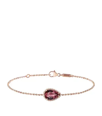 Boucheron Small Rose Gold And Garnet Serpent Bohème Motif Bracelet