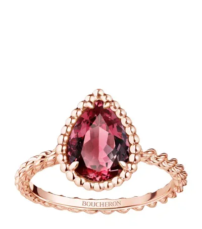 Boucheron Small Rose Gold And Garnet Serpent Bohème Motif Ring