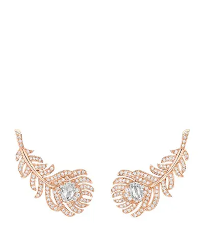 Boucheron Small Rose Gold Plume Da Paon Ear Clips