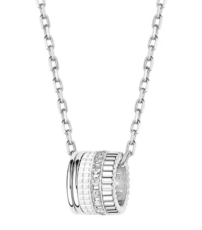 Boucheron White Gold And Diamond Quatre Double White Edition Pendant Necklace In Metallic