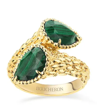 Boucheron Yellow Gold And Malachite Serpent Bohème Two Motif Ring