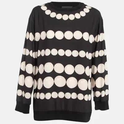 Pre-owned Boutique Moschino Black/white Dots Print Stretch Crepe Sweatshirt M