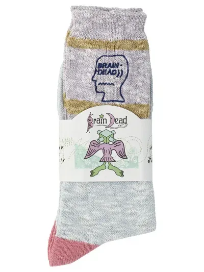 Brain Dead Slub 2 Stripes Socks In Gray