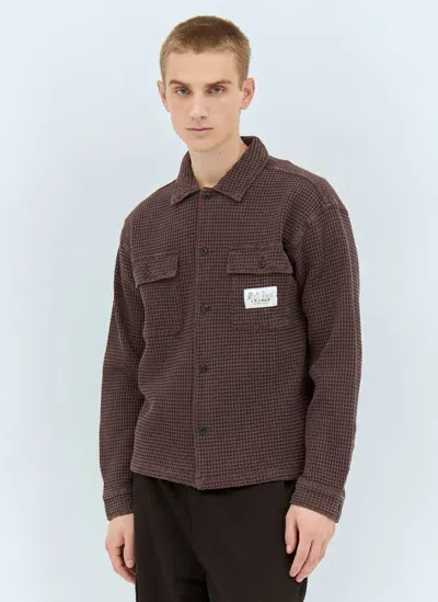 Brain Dead Waffle Button-down Shirt In Brown