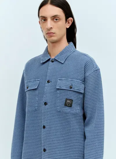 Brain Dead Waffle Button Shirt In Blue