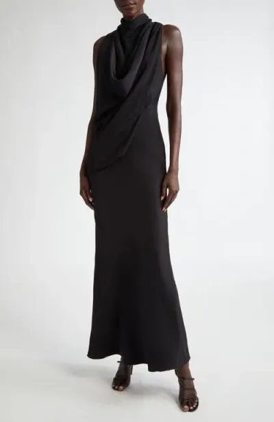 Brandon Maxwell The Frida Draped Silk-crepe Gown In Black