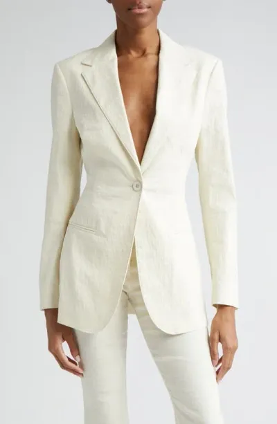 Brandon Maxwell The Jemma Single-breasted Linen-blend Blazer In Grey