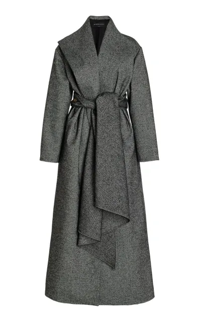 Brandon Maxwell The Alden Wool Long Trench Coat In Grey