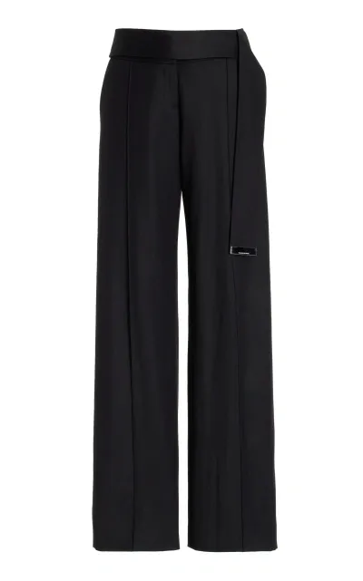 Brandon Maxwell The Ashton Wool Pants With Belt Tip Hardware In Black