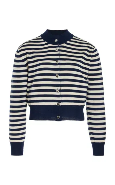 Brandon Maxwell The Aubrey Shrunken Knit Cashmere Cardigan In Stripe