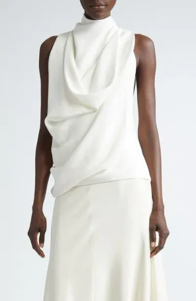 Brandon Maxwell The Lina Draped Silk Top In Ivory