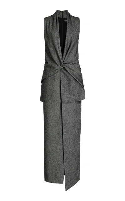 Brandon Maxwell The Margo Wool Vest Asymmetrical Midi Dress In Black,white