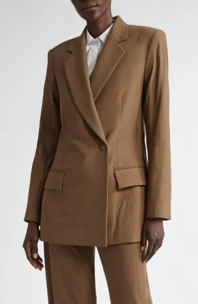 Brandon Maxwell The Riley Split Back Double Breasted Blazer In Desert Palm