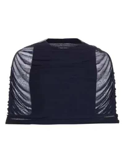 Brandon Maxwell Women's The Lyra Shirred Knit Top In Navy