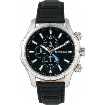 Breed Lacroix Chronograph Leather-band Watch In Silver/black