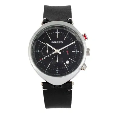 Breed Tempest Chronograph Leather-band Watch W/date In Black