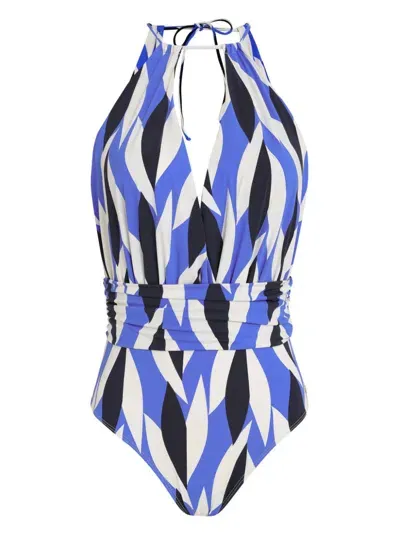 Brigitte Cida Geometric Swimsuit In Blue