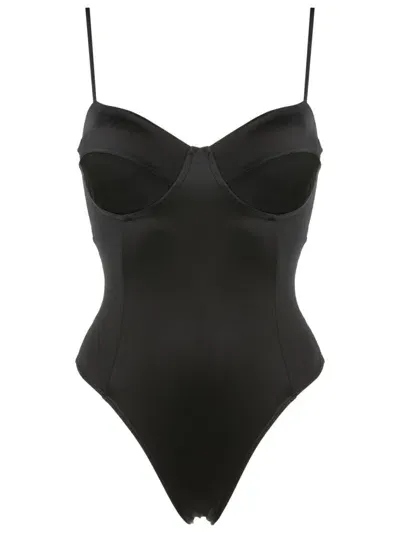 Brigitte Spaghetti-straps High-cut Swimsuit In Black