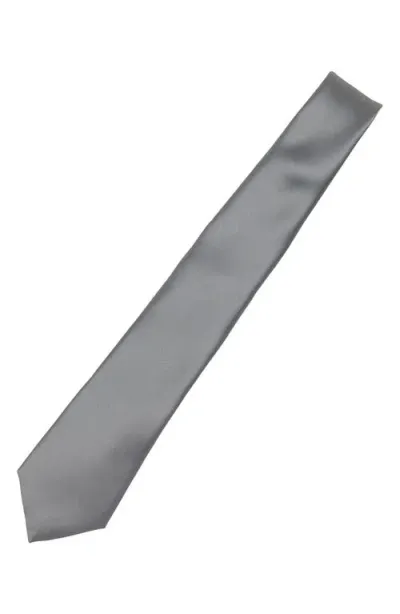 Brooklyn Brigade Solid Satin Tie In Gray