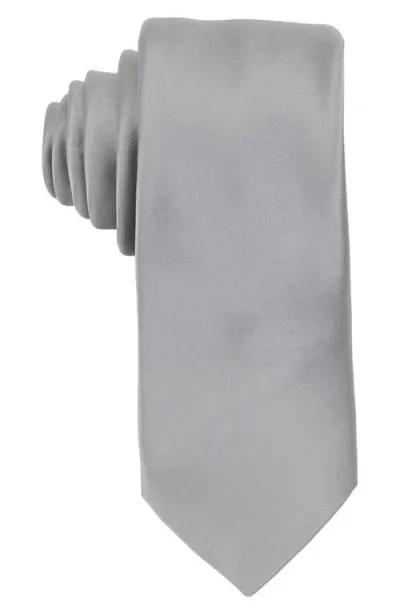 Brooklyn Brigade Solid Satin X-long Tie In Gray