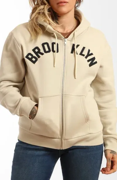 Brooklyn Industries Bk Appliqué Hoodie In Silver Birch