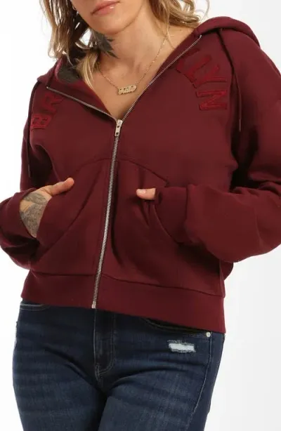 Brooklyn Industries Bk Appliqué Hoodie In Tawny Port