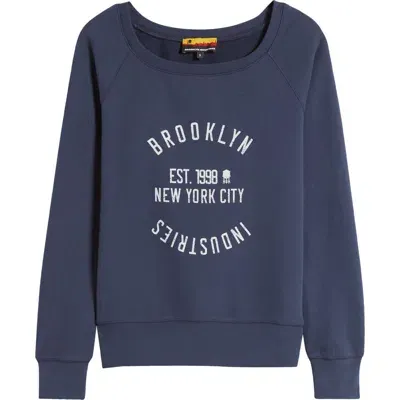 Brooklyn Industries Circle Logo Cotton Graphic Sweatshirt In Mood Indigo