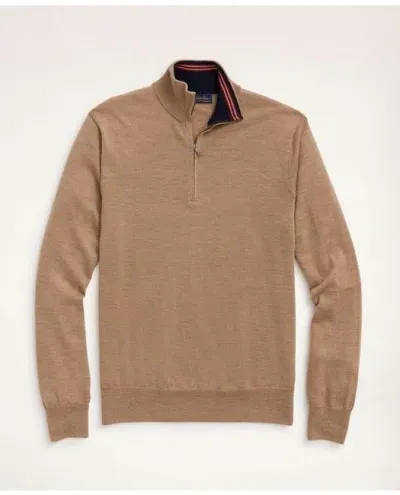 Brooks Brothers Big & Tall Merino Half-zip Sweater | Camel | Size 4x Tall