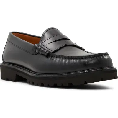 Brooks Brothers Bleecker Lug Sole Penny Loafer In Black