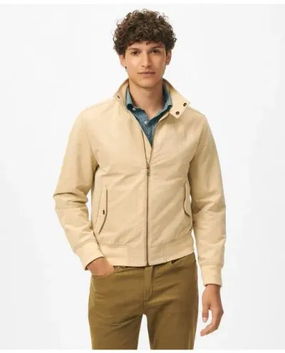 Brooks Brothers Harrington Jacket In Cotton Blend In Dark Beige