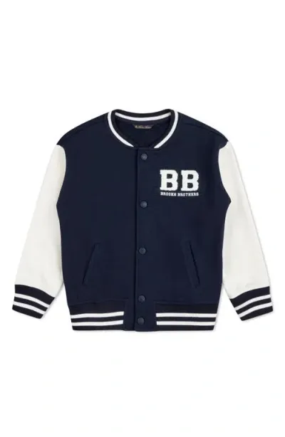 Brooks Brothers Kid's Varsity Graphic Fleece Jacket In Navy