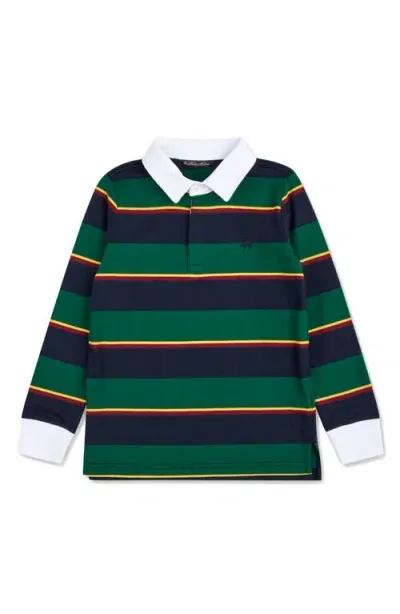 Brooks Brothers Kids' Long Sleeve Jersey Polo In Green Dark