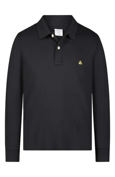 Brooks Brothers Long Sleeve Piqué Polo In Caviar