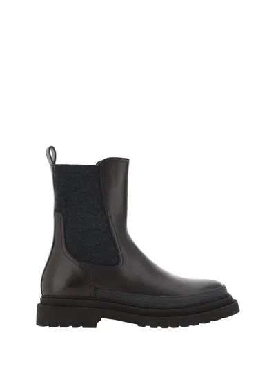 Brunello Cucinelli Ankle Boots In Dark