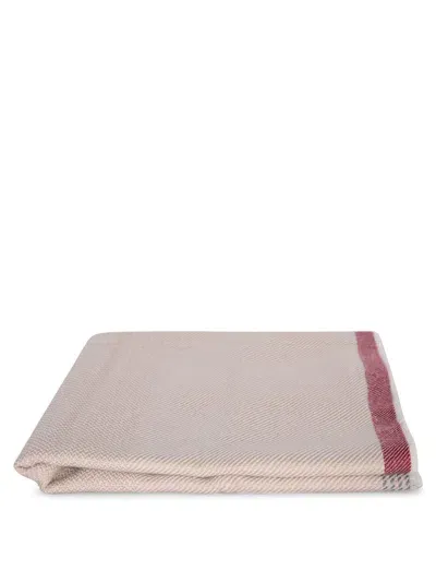 Brunello Cucinelli Beige And Red Cashmere Perfilo Scarf In Grey