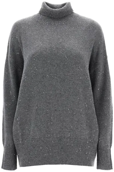 Brunello Cucinelli Cashmere And Silk Pullover Set In Grey