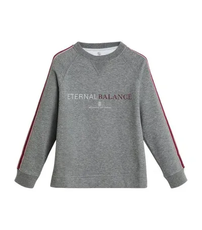 Brunello Cucinelli Kids' Cotton-blend Logo Sweatshirt (4-12+ Years) In Grey