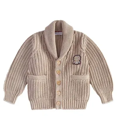 Brunello Cucinelli Kids' Cotton Cardigan In Brown