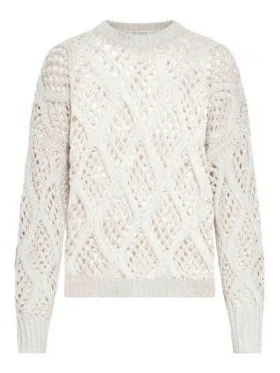 Brunello Cucinelli Sweaters Ivory In Multicolor