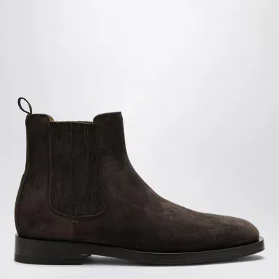 Brunello Cucinelli Suede Chelsea Boots In Brown