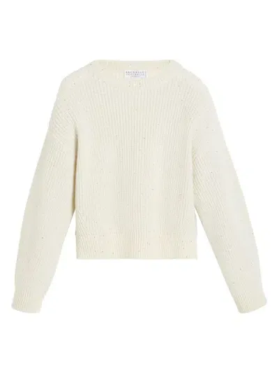 Brunello Cucinelli Kids' Dazzling Sweater In White