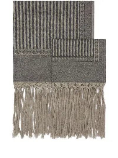 Brunello Cucinelli Fringe-detail Tablecloth (set Of Two) In Grey