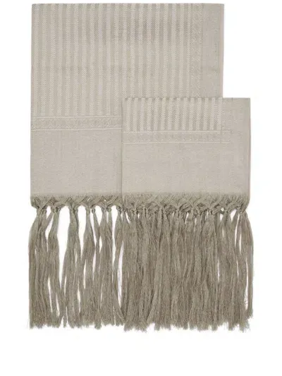 Brunello Cucinelli Fringe-detail Tablecloth (set Of Two) In Neutrals