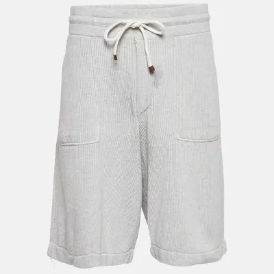 Pre-owned Brunello Cucinelli Grey Cotton Rib Knit Shorts Xxl