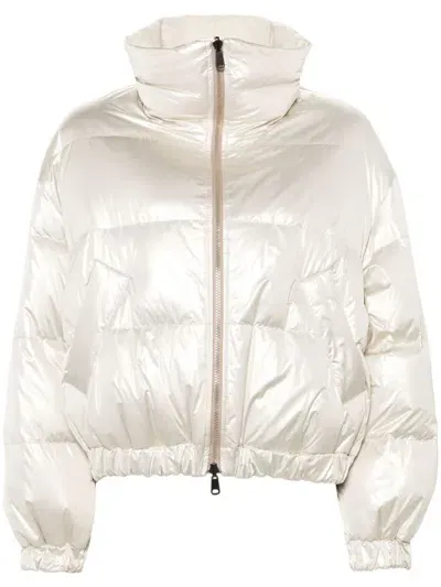 Brunello Cucinelli Iridescent-effect Down Jacket In White