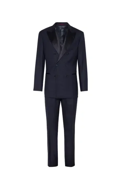 Brunello Cucinelli Double-breasted Wool Suit In Blue