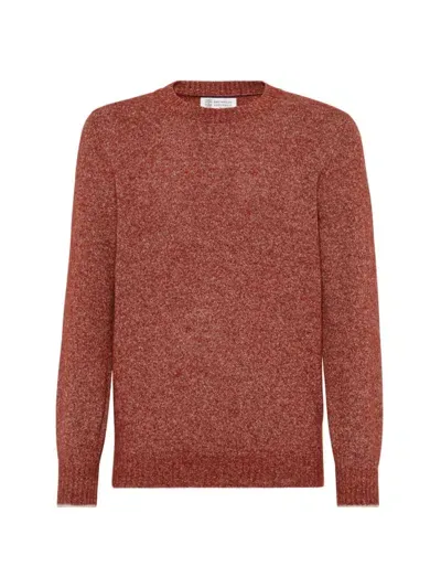 Brunello Cucinelli Alpaca-blend Flecked Sweater In Coral